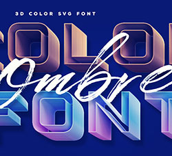 两款层叠立体的英文SVG字体(暗黄/渐变色)：Ombre Color Font